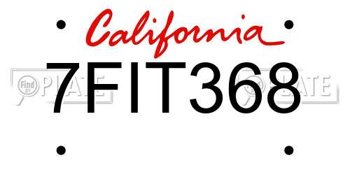 7FIT368 California License Plate