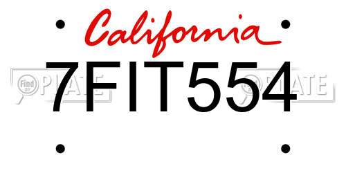 7FIT554 California License Plate