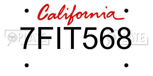 7FIT568 California License Plate