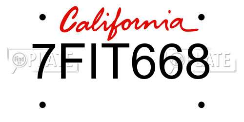 7FIT668 California License Plate