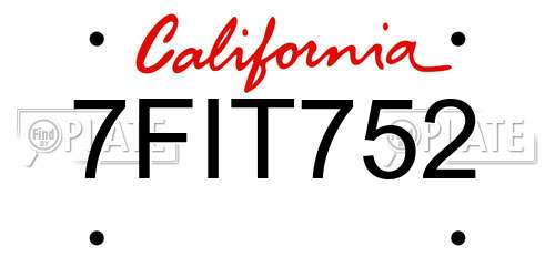 7FIT752 California License Plate