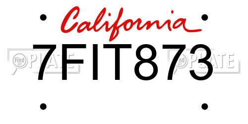 7FIT873 California License Plate