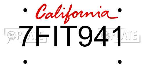 7FIT941 California License Plate