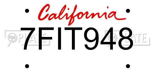 7FIT948 California License Plate