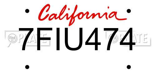 7FIU474 California License Plate
