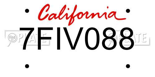 7FIV088 California License Plate