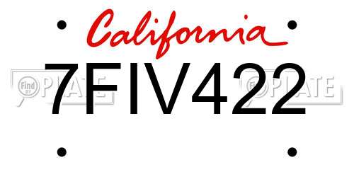 7FIV422 California License Plate