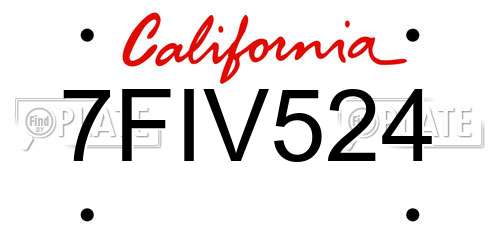 7FIV524 California License Plate