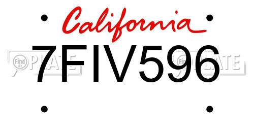 7FIV596 California License Plate