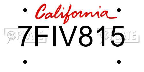 7FIV815 California License Plate