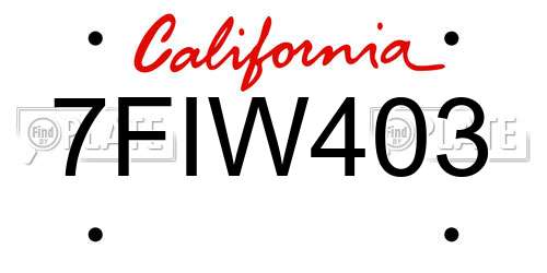 7FIW403 California License Plate