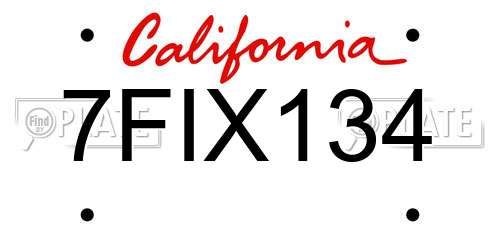 7FIX134 California License Plate