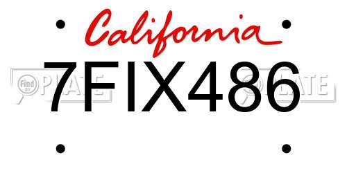 7FIX486 California License Plate
