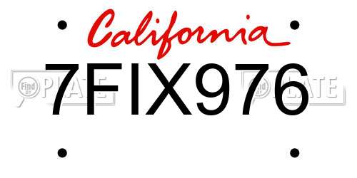 7FIX976 California License Plate