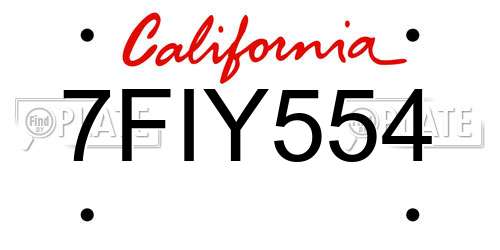 7FIY554 California License Plate
