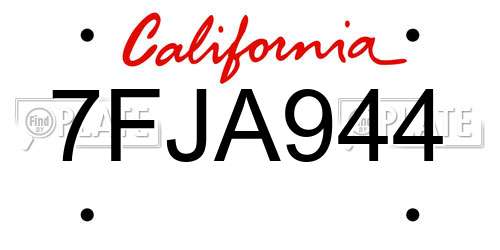 7FJA944 California License Plate