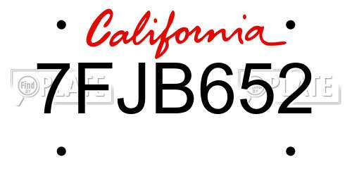 7FJB652 California License Plate