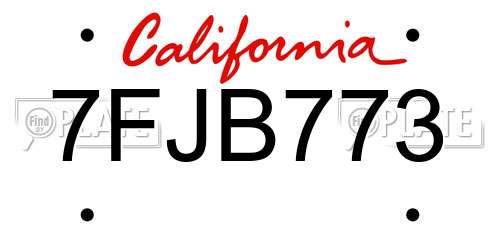 7FJB773 California License Plate