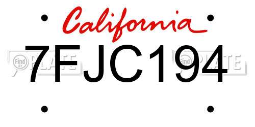7FJC194 California License Plate
