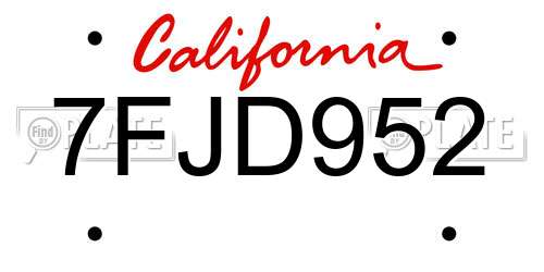 7FJD952 California License Plate