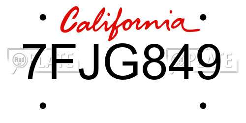 7FJG849 California License Plate
