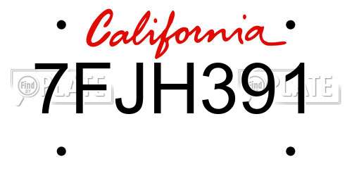 7FJH391 California License Plate
