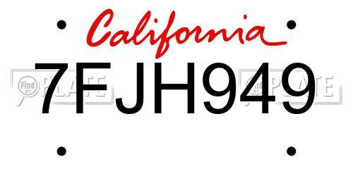 7FJH949 California License Plate