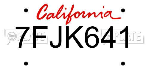 7FJK641 California License Plate