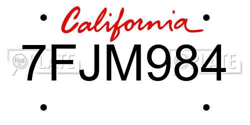 7FJM984 California License Plate