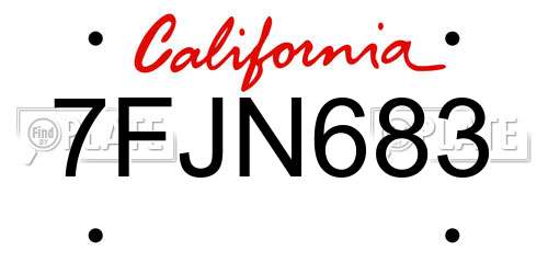 7FJN683 California License Plate