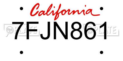 7FJN861 California License Plate