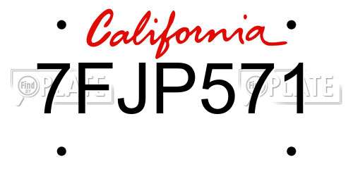 7FJP571 California License Plate