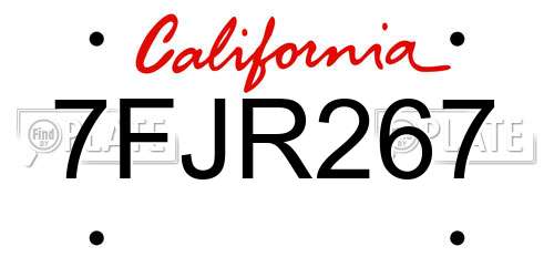 7FJR267 California License Plate