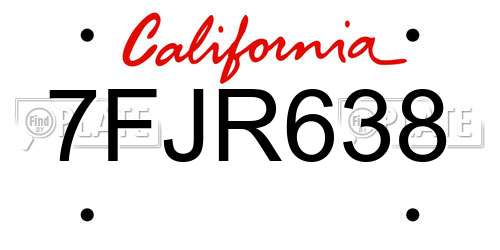 7FJR638 California License Plate