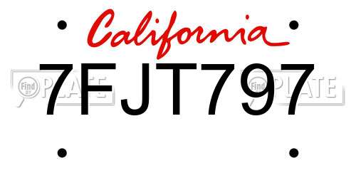 7FJT797 California License Plate