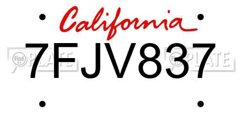 7FJV837 California License Plate