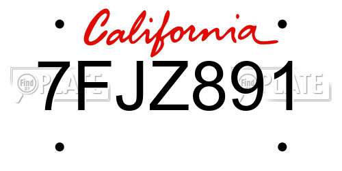 7FJZ891 California License Plate