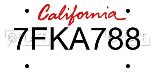 7FKA788 California License Plate