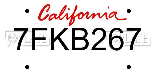 7FKB267 California License Plate