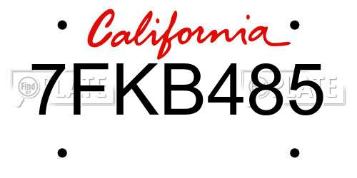 7FKB485 California License Plate