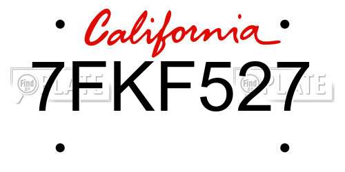 7FKF527 California License Plate