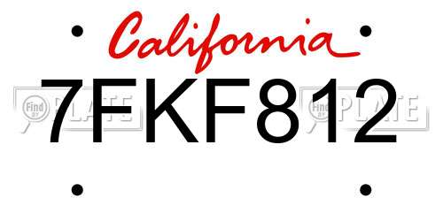 7FKF812 California License Plate