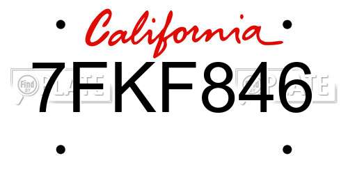 7FKF846 California License Plate