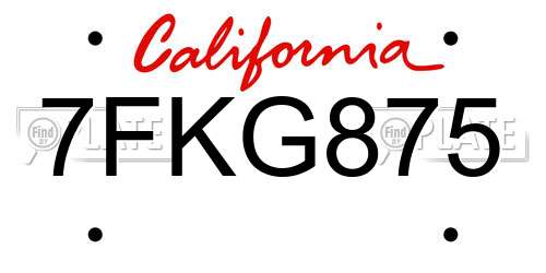 7FKG875 California License Plate