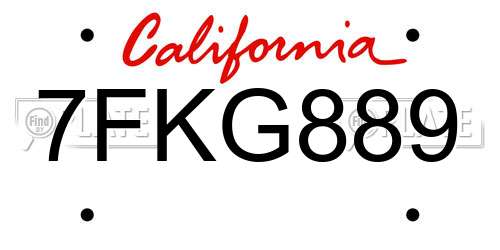 7FKG889 California License Plate