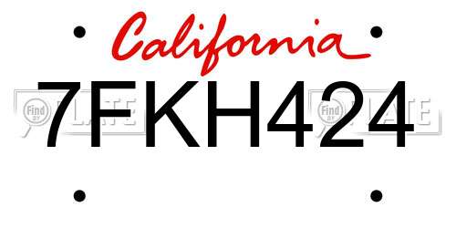 7FKH424 California License Plate