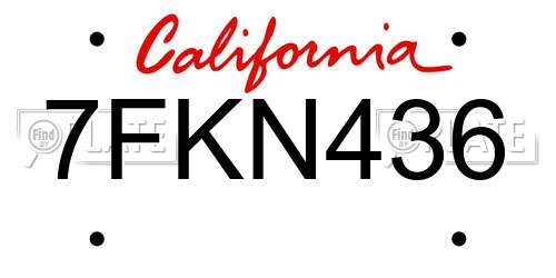 7FKN436 California License Plate