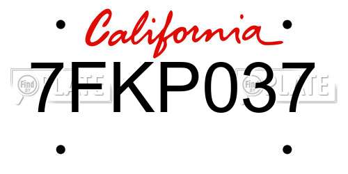 7FKP037 California License Plate