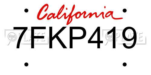 7FKP419 California License Plate