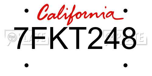 7FKT248 California License Plate